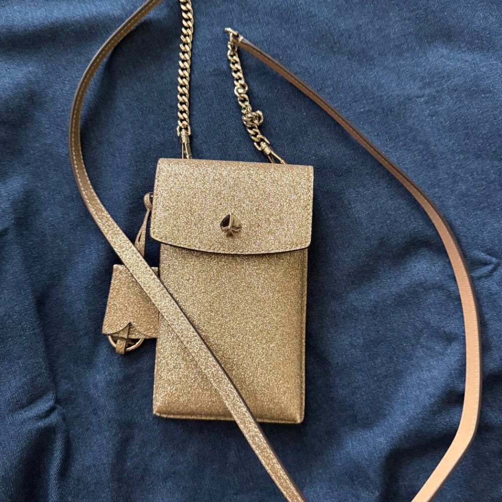 Kate Spade Flap Gold Bling Phone Crossbody NWOT - Picture 5 of 8